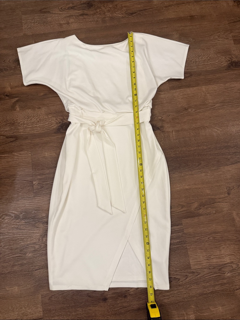 kenzie White Faux Wrap Midi Dress with Waist Tie Size 8